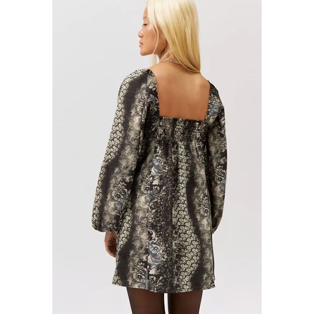 New Urban Outfitters Vivienne Printed Long Sleeve Mini Dress Size S - Picture 4 of 9